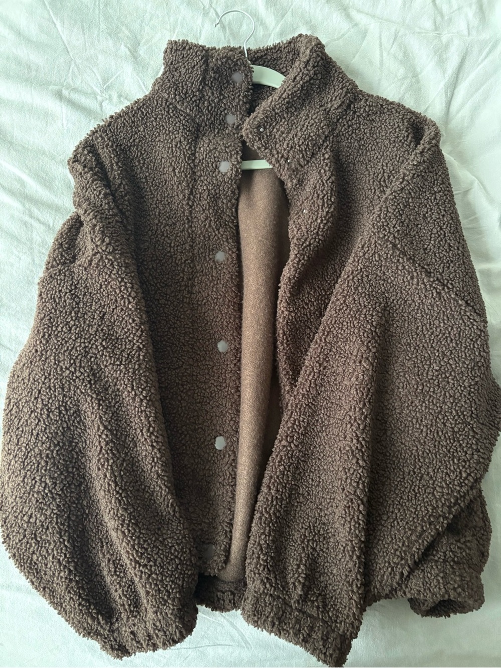 H&M Brown Sherpa Fleece Jacket - Cozy Layering Jacket